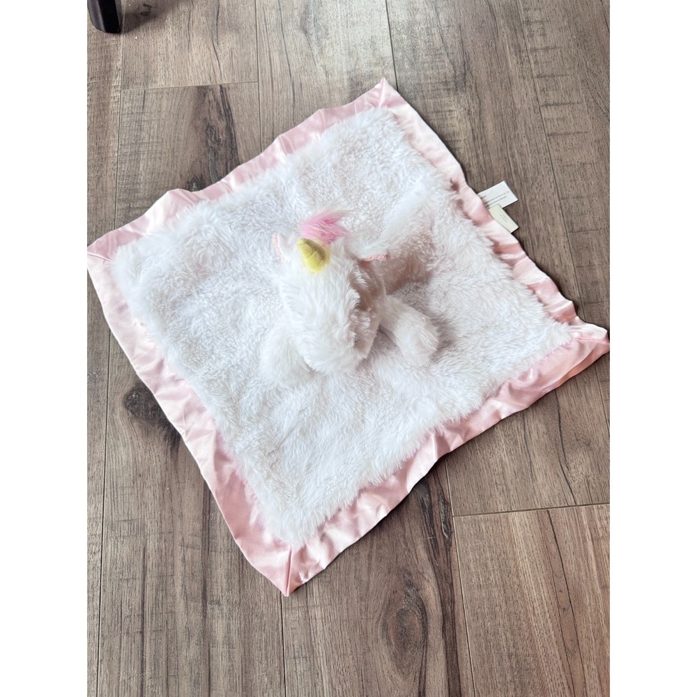 Cloud Island Unicorn Lovey Security Blanket White Pink Satin Gold Sparkle Target